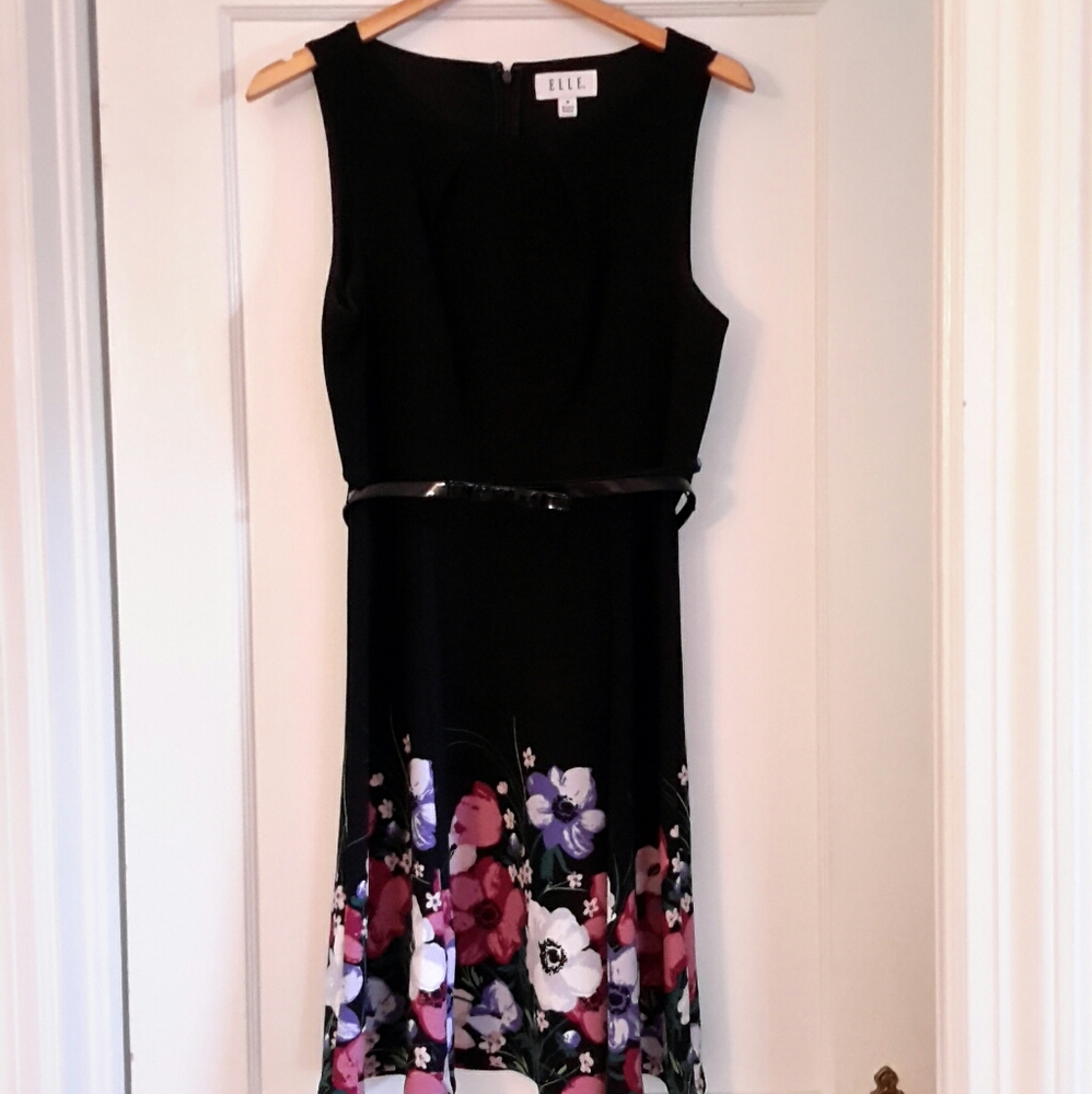 Black Elle flowered dress